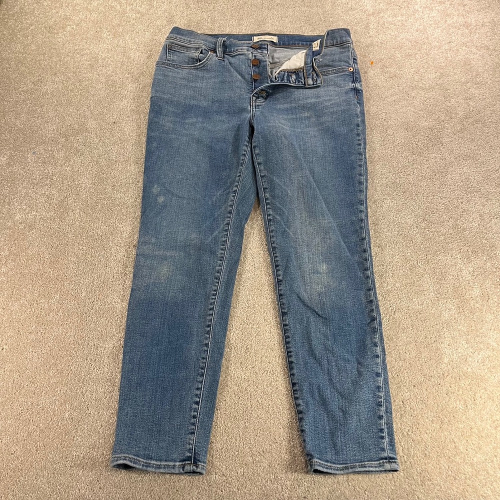 Madewell Skinny Crop Jeans Womens 30 Blue Button Fly Mid Rise Stretch